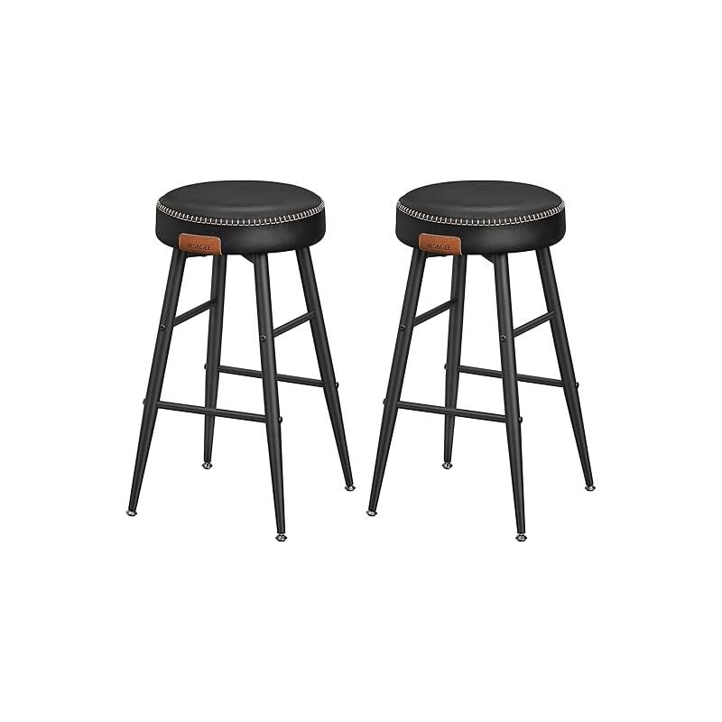 Vasagle - Collection Echo Tabouret de Bar, Lot de 2, Chaise de Cuisine, Siège Haut, en pu avec Coutures, Hauteur Assise 63 cm, pour Cuisine, Bar à