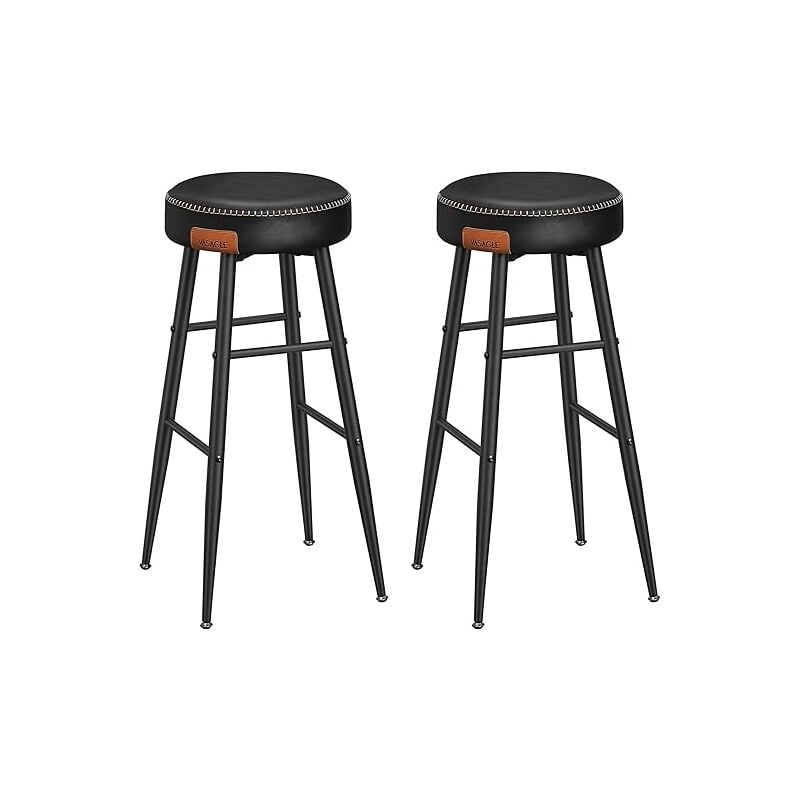 Vasagle - Collection Echo Tabouret de Bar, Lot de 2, Chaise de Cuisine, Siège Haut, en pu avec Coutures, Hauteur Assise 76,2 cm, pour Cuisine, Bar à