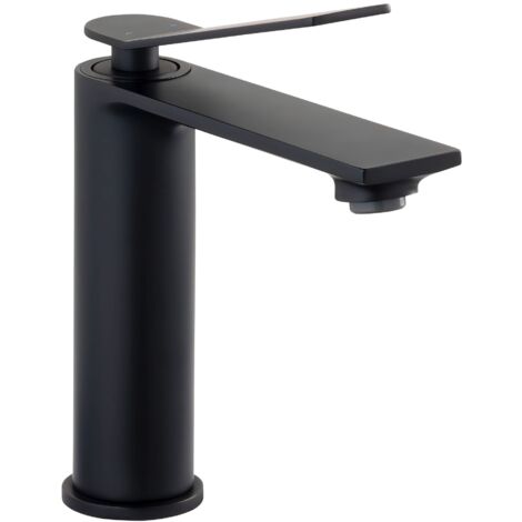 Collection, mitigeur de lavabo, robinet de salle de bains, idéalement conçu pour lavabo suspendu, noir mat, VIOLA M