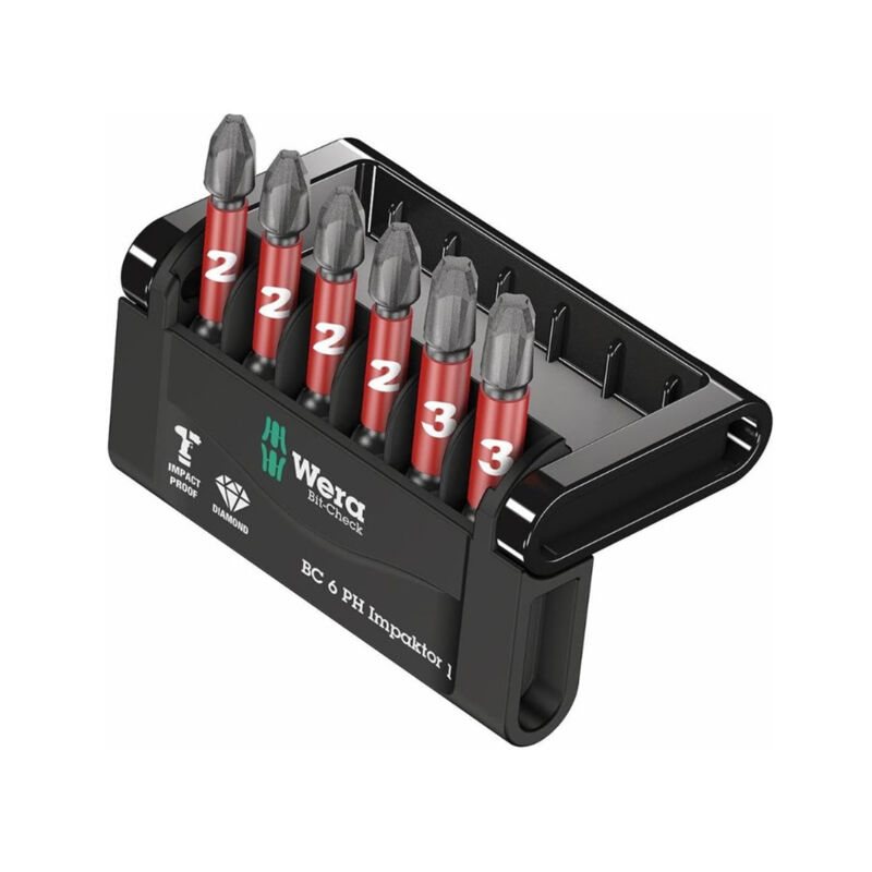 Wera 05057691001 Bit-Check 6 PH Impaktor 1, 6 pieces