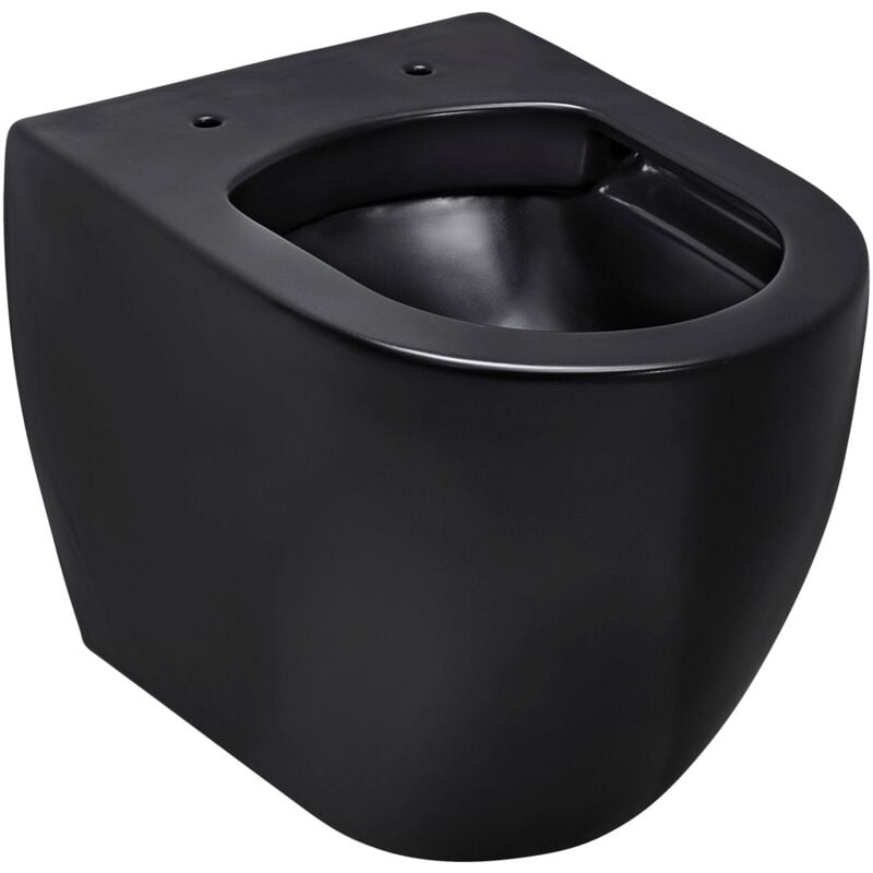 Collection, cuvette wc suspendu, céramique sans rebord, cuvette de toilette sans bride, sortie horizontale, noir mat, antus