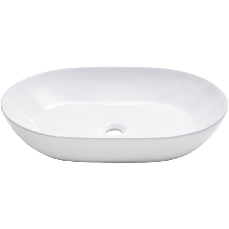 Collection, vasque, 60 x 42 x 14,5 cm, ovale, à poser, avec trop-plein, céramique, lavabo oval, blanc, sati