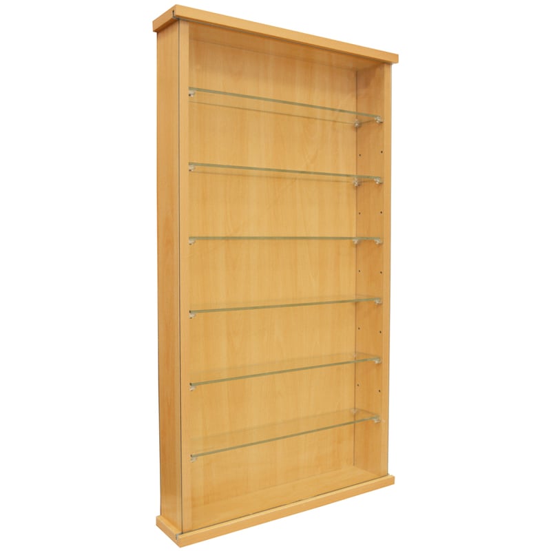 COLLECTORS - Wall Display Cabinet With Six Glass Shelves - Beech