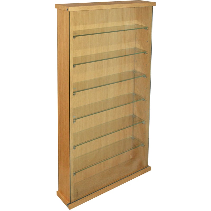COLLECTORS - Wall Display Cabinet With Six Glass Shelves - Oak