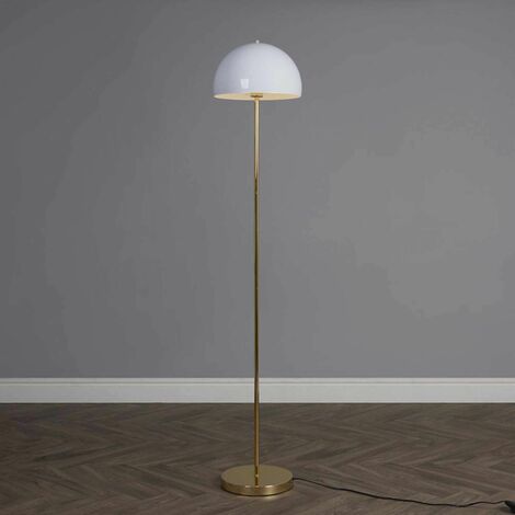 FIRST CHOICE LIGHTING Colleen - Brass with Opal Glass Dome Floor Lamp
