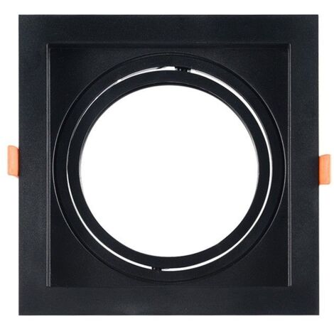 Collerette carrée en polycarbonate pour ampoule QR111 ou AR111 - - Noir
