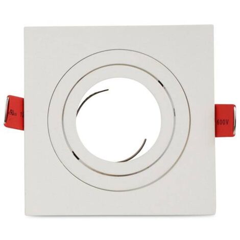 Collerette carrée orientable à encastre pour ampoule LED GU10 - Blanc