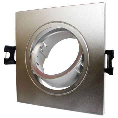 Collerette carrée orientable à encastrer pour ampoule GU10/MR16 - Argent