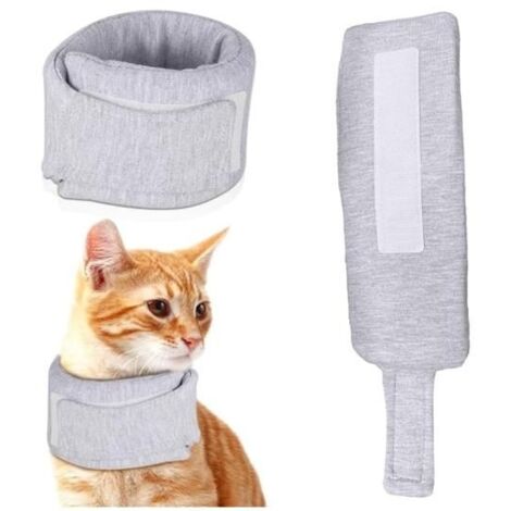 Collerette Chat, Collerettes pour Chat Chiens, Collerette Réglable pour Chat, Doux Collerette Chat,Tour de Cou 26-33 CM, L, Gris