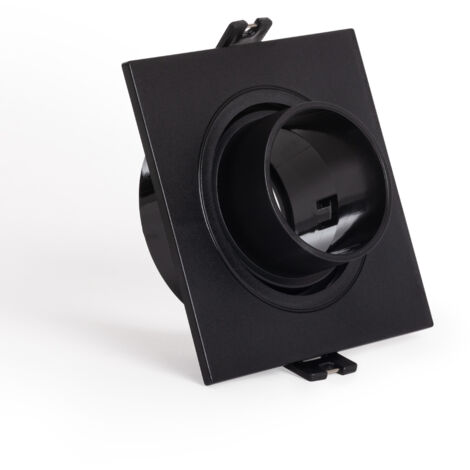 Collerette Downlight Carré Orientable faible UGR pour Ampoule LED GU10 / GU5.3 Coupe Ø75 mm Suefix   Noir