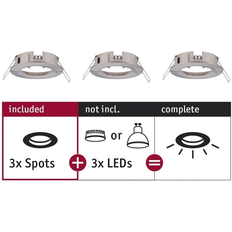 Paulmann - 92479 ebl Choose Collerette jeu de 3 10 w fer (brossé)