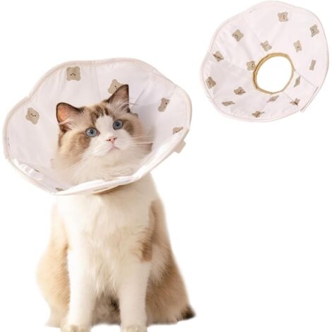 Collerette pour Chat Anti Lechage Rréglable Anti Grattage Collerette Chat en Respirant Après Chirurgie Protection Cône Collerette Élisabeth Collier de Récupération Souple (XS)