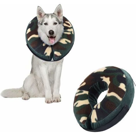 Collerette souple pour chiens de grande taille, moyenne et petite taille, pour après une chirurgie, collerette gonflable pour chat avec boucle réglable, camouflage, L