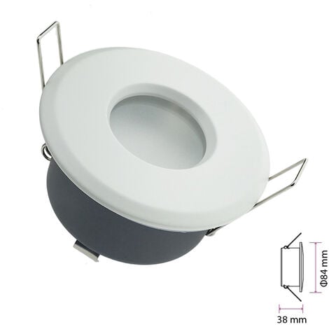 Collerette support d'encastrement GU10 / MR16 Étanche IP65 Blanc, pour Salle de Bain, douille incl - Digilamp