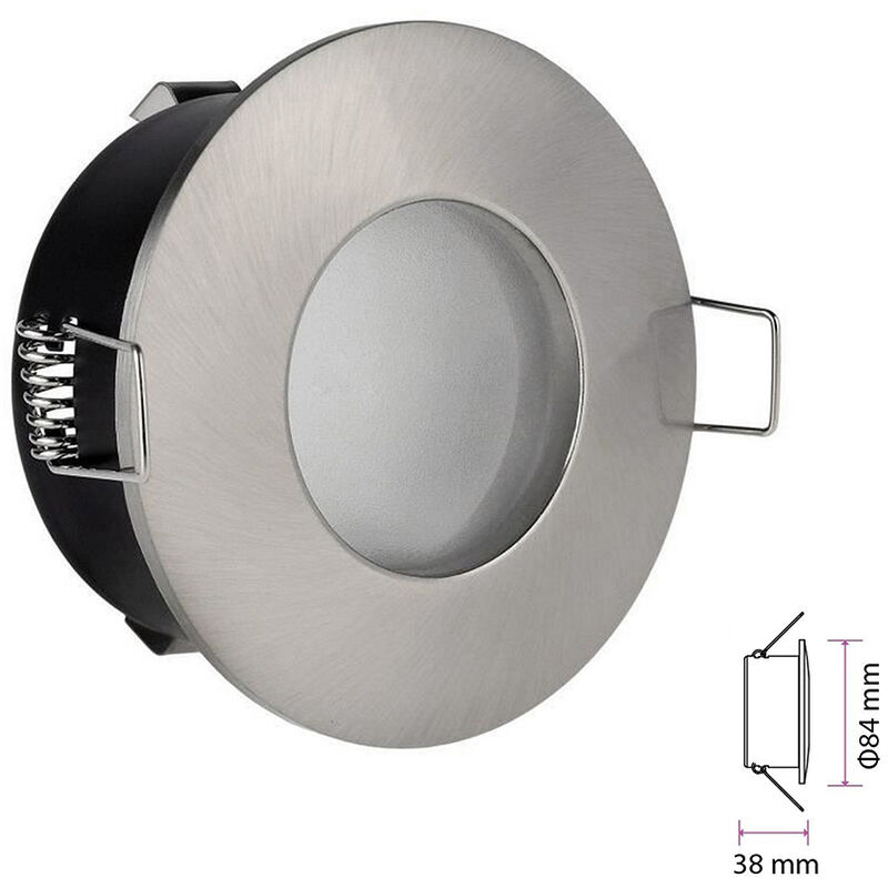 Digilamp - Collerette support d'encastrement GU10 / MR16 Étanche IP65 inox, pour Salle de Bain, douille incl Digilamp - Collerette support d'encastrement GU10 / MR16 Étanche IP65 inox, pour Salle de Bain, douille incl