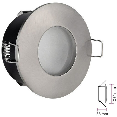 Collerette support d'encastrement GU10 / MR16 Étanche IP65 INOX, pour Salle de Bain, douille incl - Digilamp