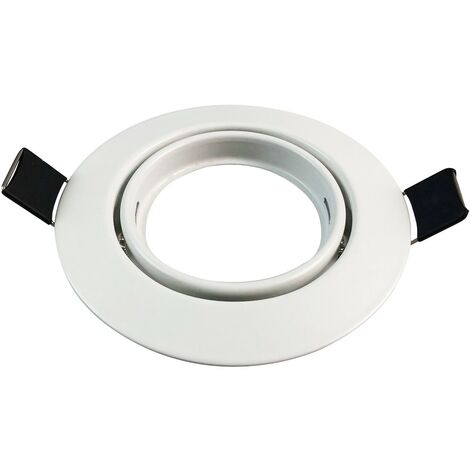 Collerette support encastrable orientable Spot LED rond blanc - Diamètre 90mm - Trou de perçage 65mm