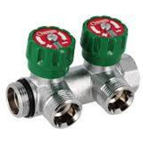 COLLETTORE 90° FASATO CON VITONI E DISCHETTO 1/2- 3/4 2 vie 1/2- GF- pezzi 1