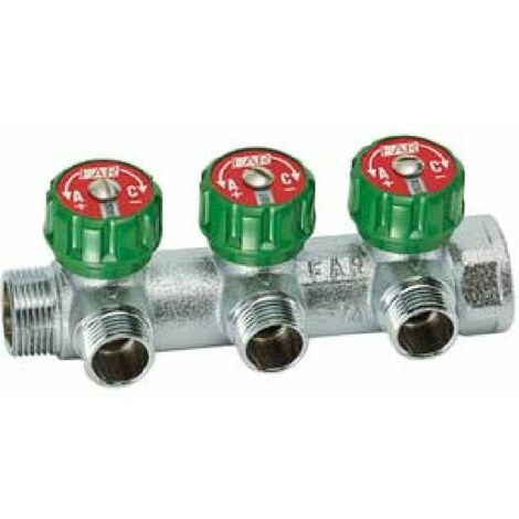 Collettore componibile cromato a 3 derivazioni 1/2" testa piana FAR 3822 3/4"