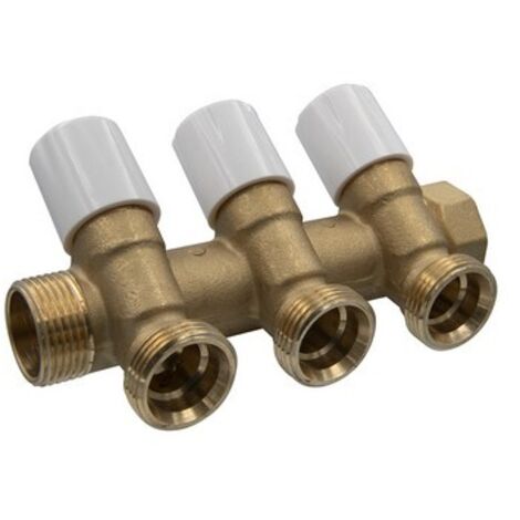 COLLETTORE DI DISTRIBUZIONE CON VITONI DI CHIUSURA 3/4 EUROCONO 1" x 3/4" 4 Vie