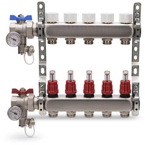 COLLETTORE DI DISTRIBUZIONE IN ACCIAIO INOX COMPLETO ATON- 6 vie  1 x 3/4- ATON- pezzi 1