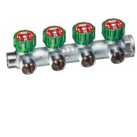 Collettore far 4 vie 3/4" multifar componibile per impianti acqua multistrato