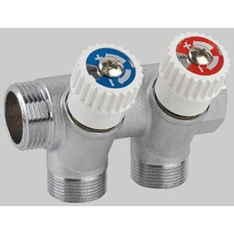 Collettore Inclinato Maschio/Femmina 3/4" Con Vitoni Di Arresto 2 Vie Da 1/2"M (16)