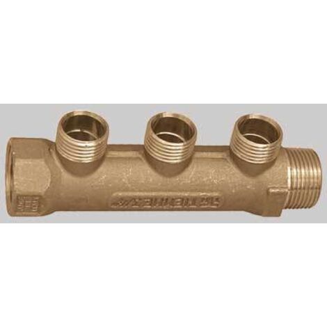 Collettore Lineare In Ottone 2 Vie - 3/4 X 1/2, Per Impianti Idraulici Domestici