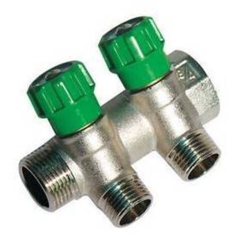 COLLETTORE LINEARE CON RUBINETTI D'ARRESTO 2 DERIVAZIONI IMPEX 3/4 x 1/2 DH
