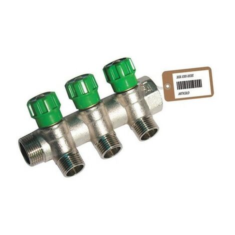 COLLETTORE LINEARE CON RUBINETTI D'ARRESTO 3 DERIVAZIONI IMPEX F-BRICO 3/4 x 1/2
