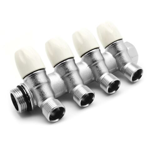 Collettore lineare con rubinetti darresto 4 derivazioni 3/4 x 1/2