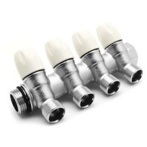 COLLETTORE LINEARE CON RUBINETTI D'ARRESTO 4 DERIVAZIONI 3/4 x 1/2