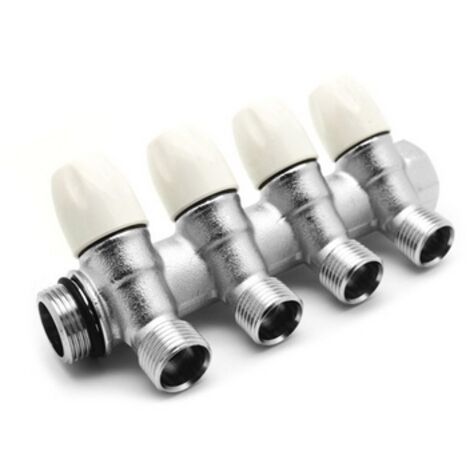 COLLETTORE LINEARE CON RUBINETTI D'ARRESTO 4 DERIVAZIONI- 3/4 x 1/2- TIEMM- pezzi 1