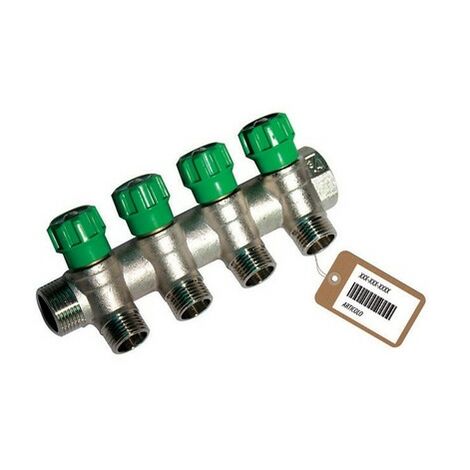 COLLETTORE LINEARE CON RUBINETTI D'ARRESTO 4 DERIVAZIONI IMPEX F-BRICO 3/4 x 1/2