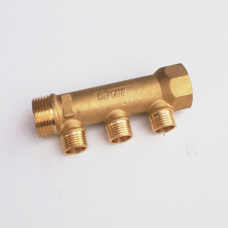 Collettore lineare da 3/4 - 18mm a 3 vie da 3/4 mf di ottone