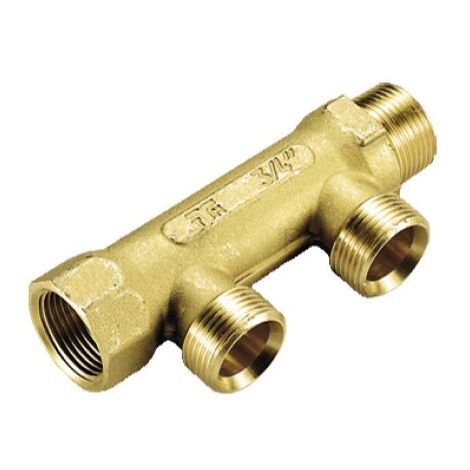 COLLETTORE LINEARE IN OTTONE PER RISCALDAMENTO MASCHIO FEMMINA - 11/4G X 3/4(18) - 3 VIE  - TIM