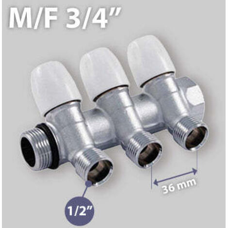 Collettore Lineare Maschio/Femmina Con Rubinetti D'Arresto Tiemme 4 Vie 1/2"M (16)