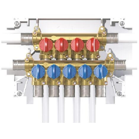 Collettore multi-intercettazione da incasso premontato per impianti sanitari modello k4.3 uscite 4 + 3 TECO