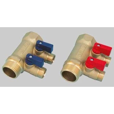 COLLETTORE NINO 1" TIEMME - 2 vie 1/2x16 Leva Blu