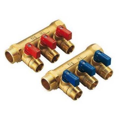 COLLETTORE NINO GIALLO CON VALVOLA A SFERA 3/4 X 16 4 VIE 3/4 x 1/2 x 16