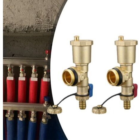 Collettore per riscaldamento a pavimento, unità di ventilazione automatica, distributore d'acqua interamente in rame per sistema di riscaldamento a pavimento (rosso)