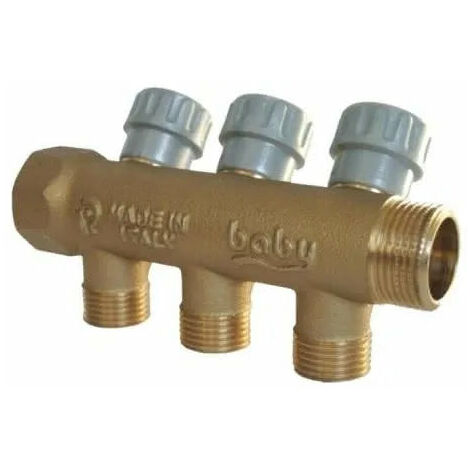 Collettore Per Sanitari Inclinato 3/4" 3 Vie Da 1/2" In Ottone