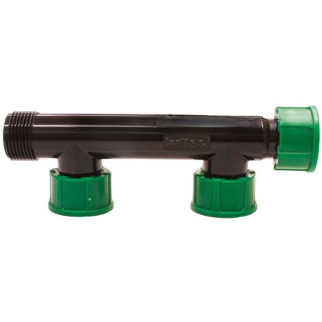 Collettore per tubi con guarnizioni O-ring attacco 1' per irrigazione -1 ingresso + 2 uscite 1"F