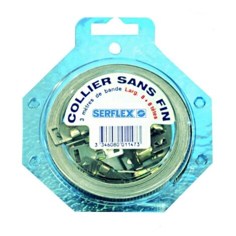 Collier à bande sans fin avec têtes CIBSF8 - Plage de serrage : 03000 mm - Nombre de têtes : 8 - Largeur de bande : 8 mm - SERFLEX