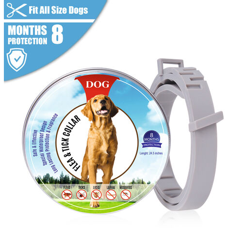 Collier à tiques pour grands chiens chats, collier à tiques naturel pour chiens chats, protection contre puces, acariens, vermine, larves, poux, étanche, réglable, collier anti puces chat, 62cm