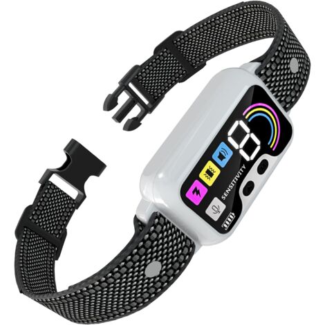 Collier Anti-aboiement - 3 Modes Réglables Choc Statique Vibration Son - 8 Niveaux Intensité - Étanche IP67 - Rechargeable USB - Pour Chiens 3,6 kg à 50 cm Tour de Cou
