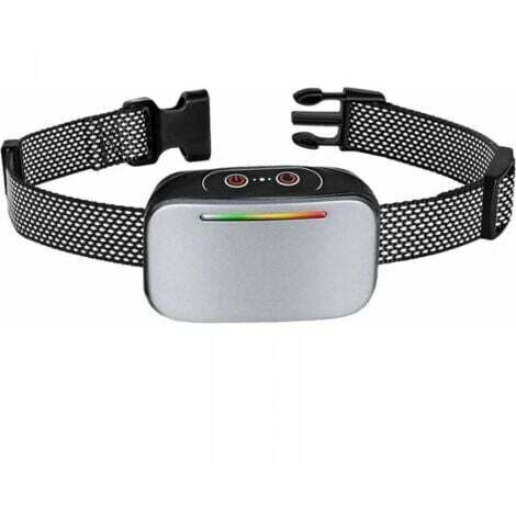 Collier Anti-aboiement Automatique pour Chiens, Contrôle Anti-aboiement Intelligent, Rechargeable, Mode Choc Statique, Vibration et Son, Résistant à L’eau IP67, Indicateur LED – Couleur Argent