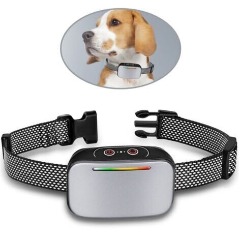 Collier anti-aboiement automatique pour chiens, contrôle intelligent des aboiements, étanche IP67, indicateur LED - Argent