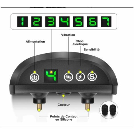 Collier Anti-aboiement Chien - 3 Modes Choc Électrique/Vibration/Sensibilité Aide au Dressage Inoffensif Automatique IP65 Batterie Rechargeable Sangle Reflechissant Réglable pour Petit Gros Chien
