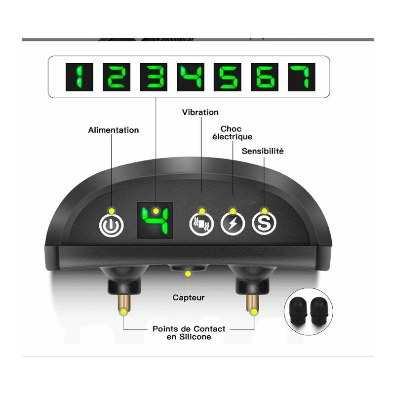 Collier Anti-aboiement Chien - 3 Modes Choc Électrique/Vibration/Sensibilité Aide au Dressage Inoffensif Automatique IP65 Batterie Rechargeable